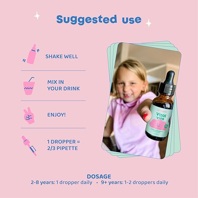 JoySpring Vital Vits - Kids Liquid Multivitamin - 2 fl oz (60 Servings) | Herbal Liquid Vitamins for Kids | Natural Flavor | Toddler Liquid Multivitamin for Kids with Elderberry, Spirulina, and More