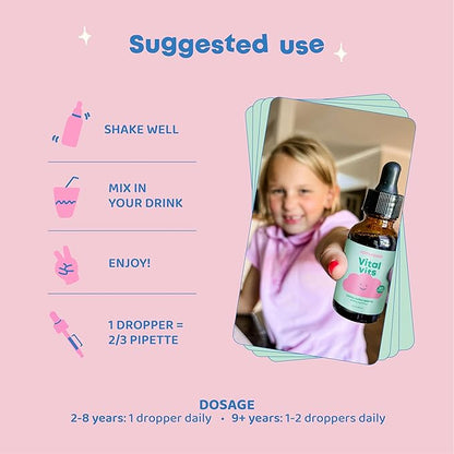 JoySpring Vital Vits - Kids Liquid Multivitamin - 2 fl oz (60 Servings) | Herbal Liquid Vitamins for Kids | Natural Flavor | Toddler Liquid Multivitamin for Kids with Elderberry, Spirulina, and More