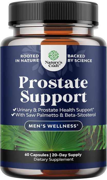 Herbal Prostate Health Supplements for Men - Advanced Prostate Supplements for Men with Beta Sitosterol Selenium Pygeum and Saw Palmetto for Men Prostate Support and Frequent Urination - 60 Capsules