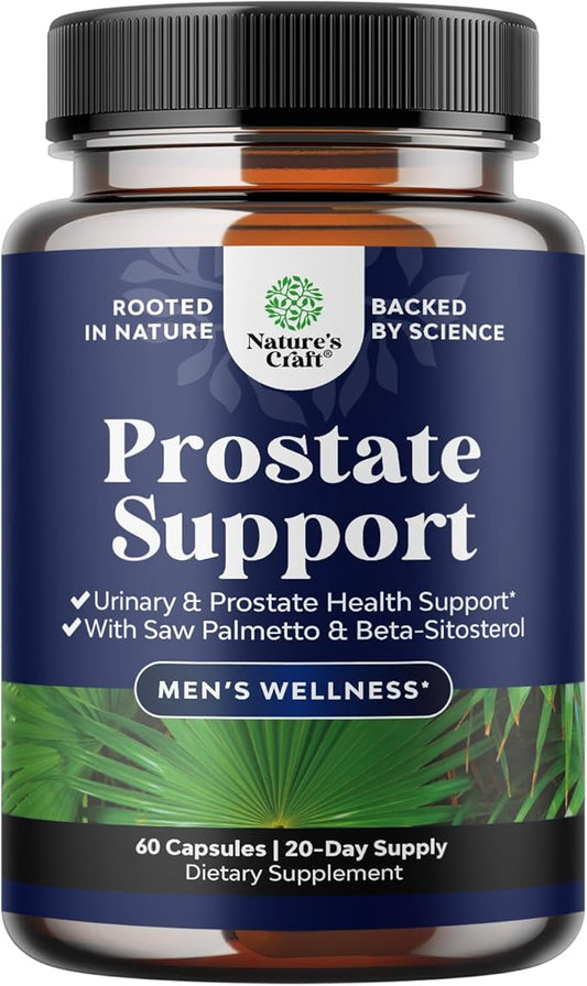 Herbal Prostate Health Supplements for Men - Advanced Prostate Supplements for Men with Beta Sitosterol Selenium Pygeum and Saw Palmetto for Men Prostate Support and Frequent Urination - 60 Capsules