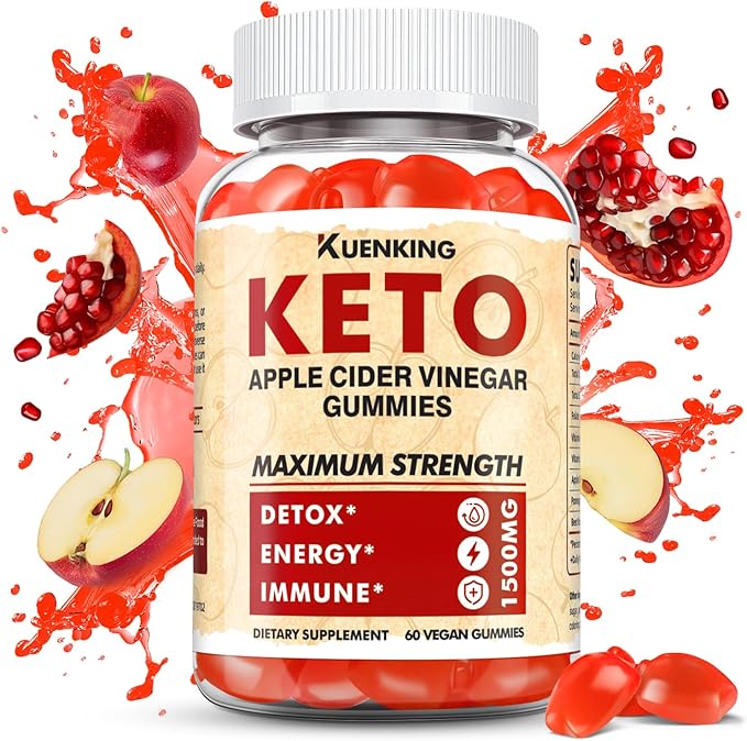 Keto ACV Gummies Advanced Formula, Apple Cider Vinegar Gummies Formulated with Pomegranate Beet Juice Powder B12, 1500MG Vegan Non GMO 60 Gummys