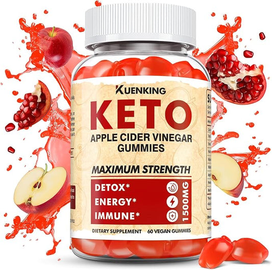 Keto ACV Gummies Advanced Formula, Apple Cider Vinegar Gummies Formulated with Pomegranate Beet Juice Powder B12, 1500MG Vegan Non GMO 60 Gummys