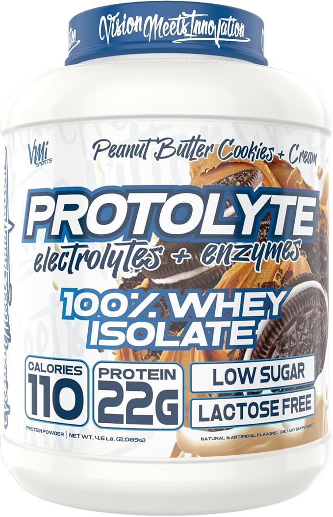 VMI Sports Protolyte 100% Whey Protein Isolate | + Electrolytes & Enzymes | Zero Sugar – Keto Friendly - Lactose Free | 21-25g Protein for Muscle Growth – Recovery – Hydration