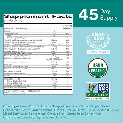 SmartyPants Organic Prenatal Vitamins for Women, Multivitamin Gummies: Biotin, Methylfolate, Omega 3 (ALA), Vitamin D3, C, Vitamin B12, B6, Vitamin A, K2 & Zinc, Vegetarian, 180 Count (45 Day Supply)