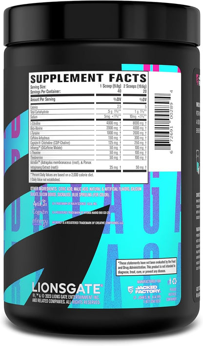 Jacked Factory X John Wick - Wick Mode Pre Workout Powder - Intense Energy, Battle-Ready Focus, Unstoppable Commitment, and Sheer Will - 40 Servings, Baba Yaga Blue Raz