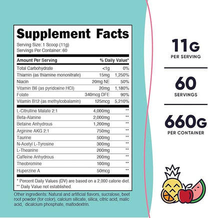 Nutricost Pre-Workout Powder for Women, Fruit Punch, 60 Servings