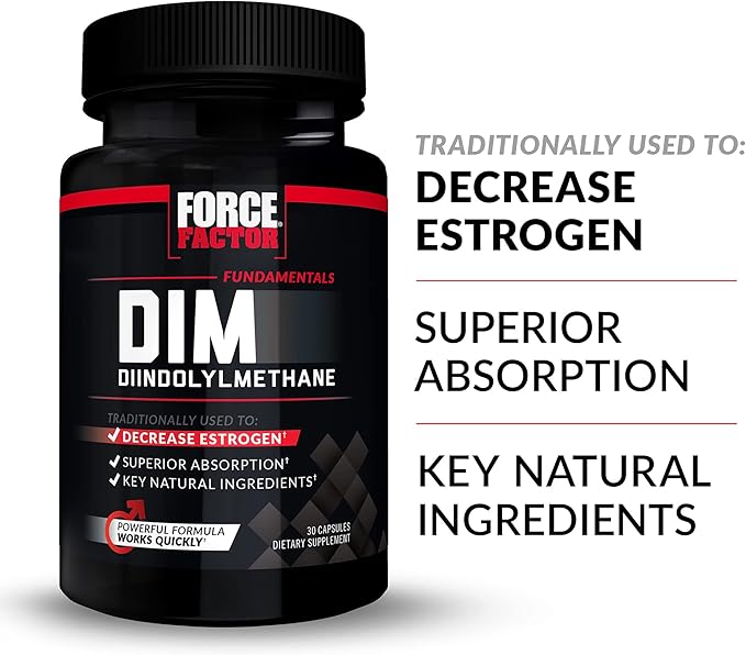 Force Factor DIM, 2-Pack, Pills to Decrease Estrogen in Men, Diindolylmethane Supplement with Key Natural Ingredients and Superior Absorption, Diindolylmethane 300mg, Works Fast, 60 Capsules