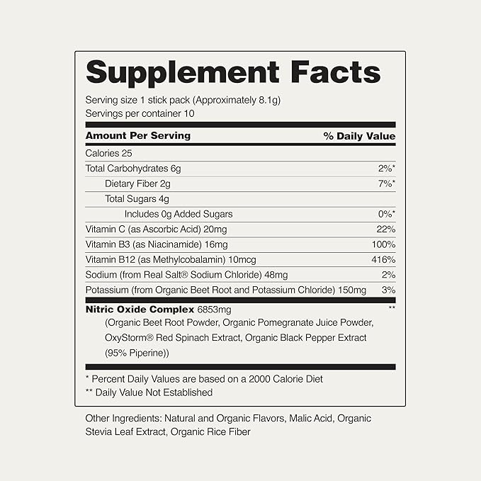 Snap Supplements Nitric Oxide Organic Beet Root Powder, Circulation Superfood On-The-Go, Convenient Single Serve Packs (10 Packs)