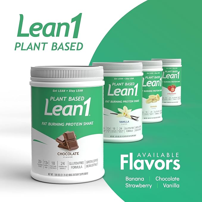 Lean1 Plant-Based Meal Replacement Protein Powder, Chocolate Flavor, 15-Serving Tub