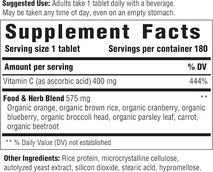INNATE Response Formulas Vitamin C-400 mg - Antioxidant Vitamin C Supplement - Promotes Immune and Cellular Health - Vegan, Kosher, and Non-GMO - 180 tablets (180 Servings)