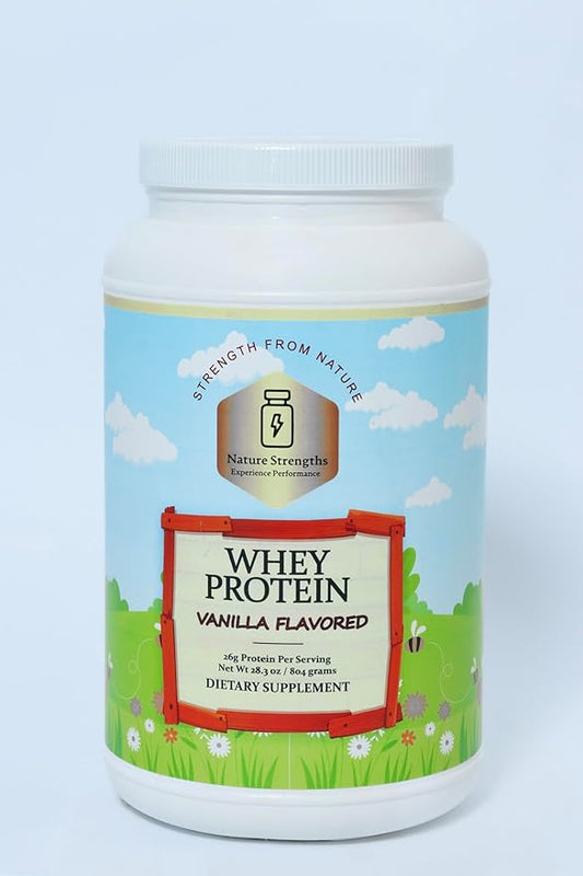 Premium Vanilla Flavored Whey Protein Powder - 26g Protein Per Serving - Made in FDA Registered Facility - Bottled in USA - 28.3 oz (804 Grams) - Rich in Calcium & Dietary Fiber