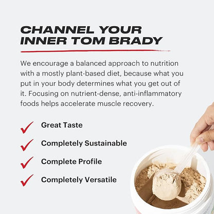 TB12 Plant Based Protein Powder by Tom Brady, 24g of Vegan Pea Protein, Low Sugar, Low Carb, Non-GMO, Meal Replacement, Keto Friendly, Paleo, Sugar Free, Vanilla Flavor (30 Servings/2.12lbs)