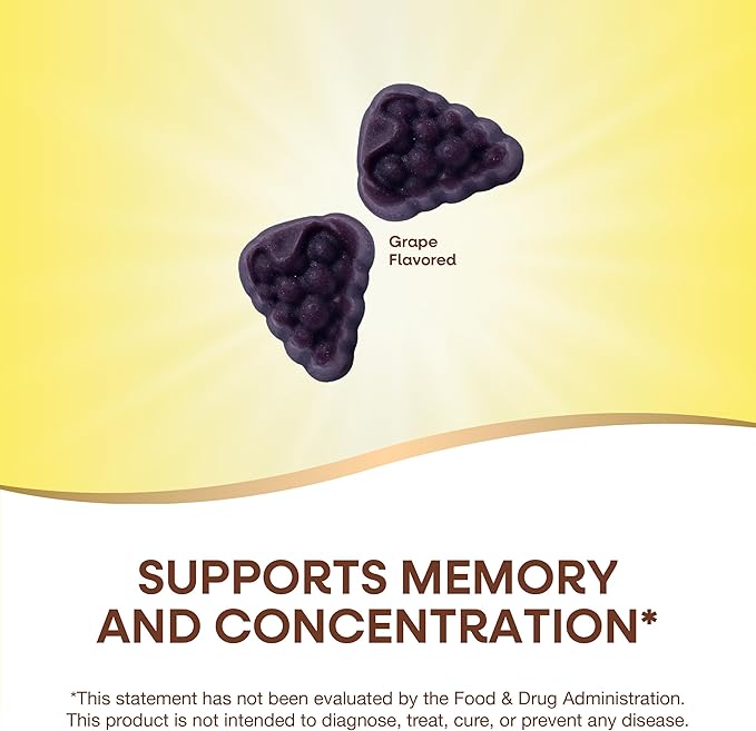 Nature's Way Brain Fuel, Supports Memory and Concentration*, Clinically Studied Cognigrape®, 60 Gummies, Grape Flavored