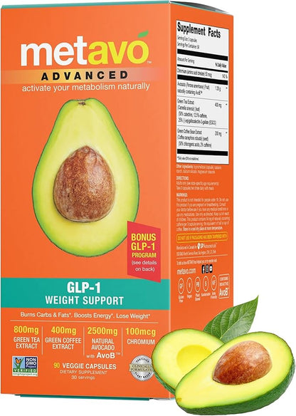 Advanced GLP-1 Weight Support | Metabolism & Appetite Control - Curb Cravings, Boost Metabolism | 90 Easy to Swallow Capsules