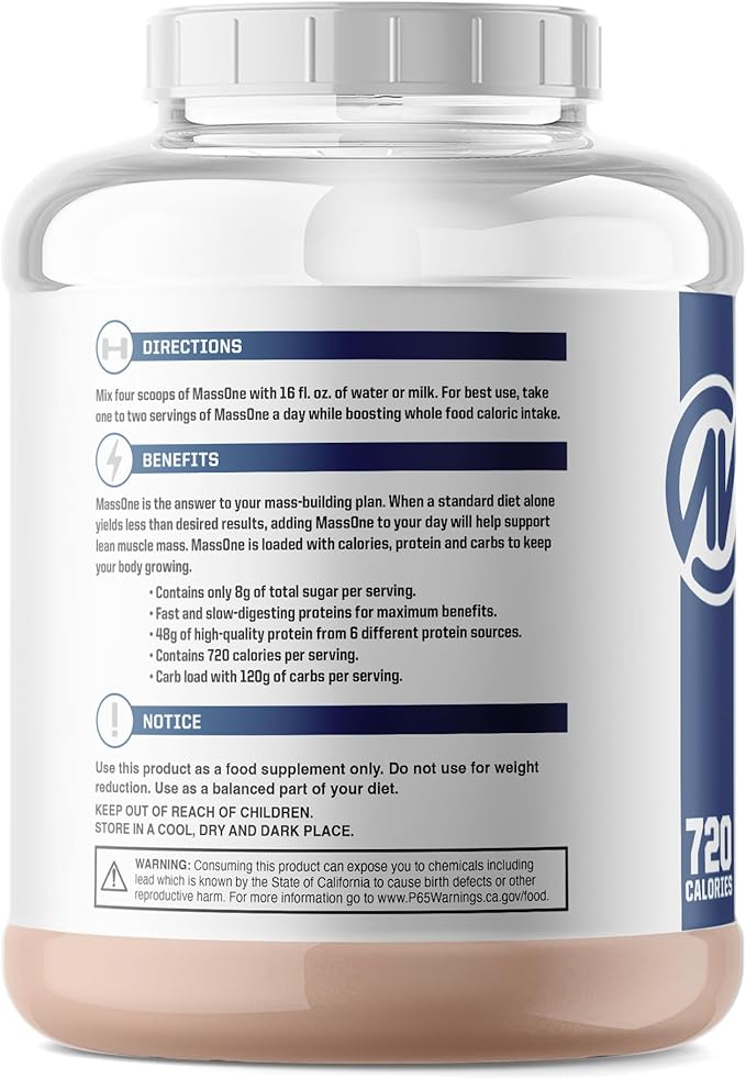 NutraOne Massone Mass Gainer Protein Powder Gain Weight Protein Meal Replacement (Gourmet Chocolate - 7 lbs.)