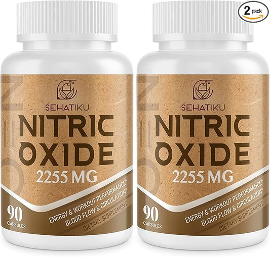 Nitric Oxide Supplement 2255 MG, Nitric Oxide Booster & 6-in-1 Phytonutrient Blend for Heart, Circulation, Immune - 90 Capsules (2 Bottle)