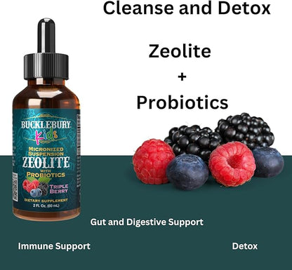Zeolite for Kids - Delicious Berry-Flavored Zeolite Liquid Suspension with Probiotics - Natural Support for Kids' Health - 2 Fl Oz