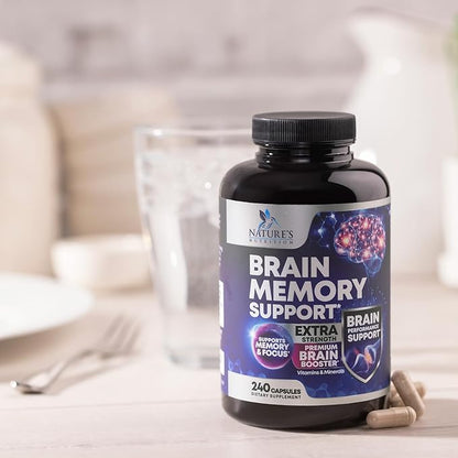 Nootropic Brain Supplements for Memory and Focus - 40 Nootropics & Vitamins to Support Clarity & Concentration, Brain Health Memory Pills with Phosphatidylserine Bacopa Huperzine & DMAE - 240 Capsules