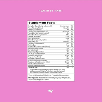 Health by Habit Womens Multi Supplement (60 Capsules) - 23 Essential Vitamins and Minerals, Supports General Health & Wellness, Non-GMO, Sugar Free (1 Pack)
