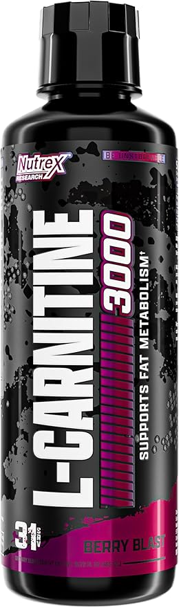 Nutrex Research L-Carnitine 3000 (31 Servings, Berry Blast) | Liquid Shots, Stimulant Free | Supports Muscle Recovery For Men and Women
