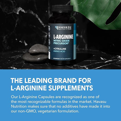 L-Arginine Capsules for Active Males - 60 Count, Non-GMO, 1200mg Blend of L Arginine and L Citrulline - Arginine Supplement for Enhanced Performance - L Arginine for Muscle Support