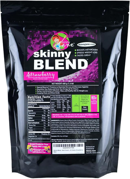 Skinny Blend - Best Tasting Protein Shake for Women - Slim Fast Weight Loss Shakes - Meal Replacement - Low Carb Breakfast - Diet Supplement - Appetite Suppressant - 30 Delicious Shakes - Strawberry