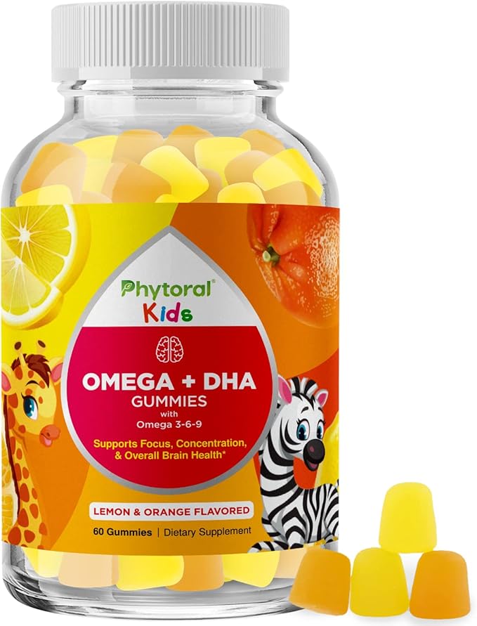 Vegetarian Omega 3 Gummies for Kids - Delicious Kids DHA Omega 3 6 9 Gummy Vitamin Gelatin Fish and Gluten Free Non-GMO - Plant Based Omega 3 DHA Gummies for Vision Immunity Heart and Brain Support