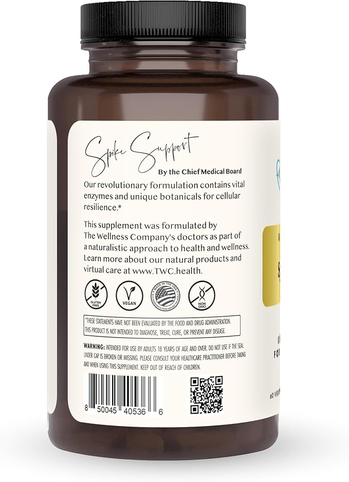 The Wellness Company Spike Support | 60 ct (1 Month Supply) | with Nattokinase, A Proteolytic Enzyme for Fibrinolytic (Anti-Clotting) | Non-GMO, Vegan, Gluten Free | for Year-Round Immune Support