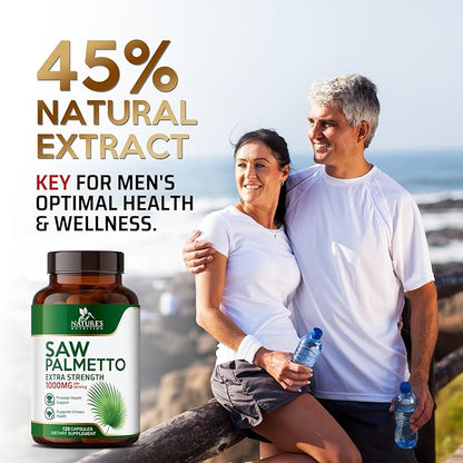Saw Palmetto Extract Prostate Supplement - 1000 MG Saw Palmetto Supplement, Nature's Prostate Support Supplement for Men Health Support, Men's Prostate Urinary Health Support Supplement - 120 Capsules