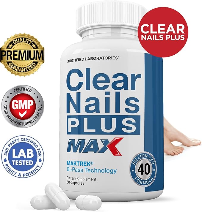 Justified Laboratories (3 Pack) Clear Nails Plus Max Pills 40 Billion CFU Probiotic Supports Strong Healthy Hair Skin Nails 180 Capsules