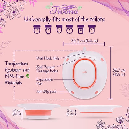 Fivona Yoni Steam Kit 2-in-1 Bundle of Steaming Seat with Pink Premium Herbs Bundle - at Home V-SPA Cleansing Set for Toilet Bowl - Detox and Rejuvenate with All-Natural Herbal Therapy