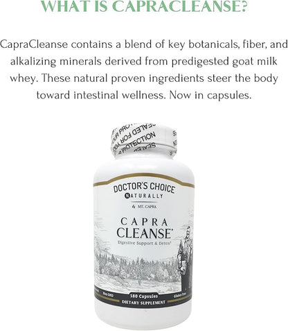 MT. CAPRA SINCE 1928 CapraCleanse | Effective Cleansing of GI Tract with All Natural & Non-GMO Ingredients | 180 Capsules
