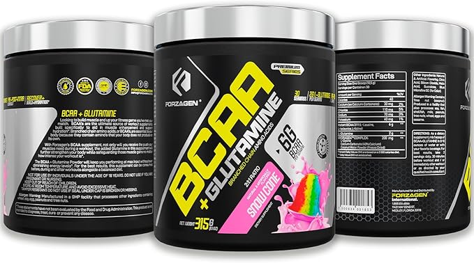 Forzagen BCAAS Amino Acids Powder with Glutamine BCAA Powder, Branched Chain Amino Acids Supplements Powder, BCAA Lean Energy Pre Workout - Post Workout Muscle Recovery Powder, 30 Servings