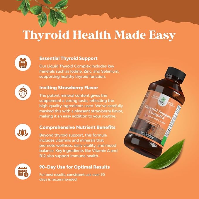 High Absorption Thyroid Support Supplement - Vegan Liquid Iodine Supplements for Thyroid Support for Women and Men with Myo-Inositol Selenium and Stinging Nettle for Enhanced Energy and Focus