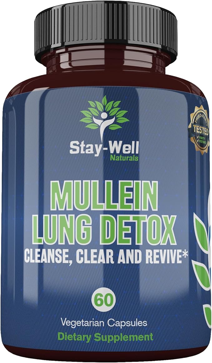 Mullein Lung Detox for Smokers to Support Healthy Lungs and Clear Breathing, All-Natural Lung Cleanse, Herbs and Proven Nutrients, 60 Capsules