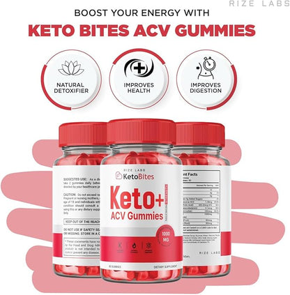 Keto Bites ACV Gummies for Advanced Weight Loss, All Natural Apple Cider Vinegar Supplement (180 Gummies)