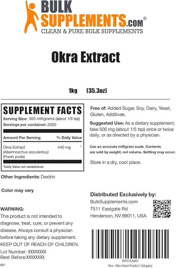 BulkSupplements.com Okra Extract Powder (5 Kilograms - 11 lbs)
