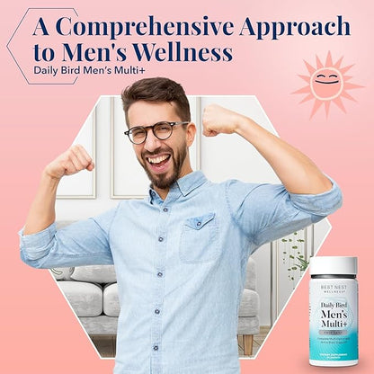 Best Nest Wellness Men's Multi Plus - Daily Multivitamin for Brain & Energy Health Support - Daily Multivitamin for Men - Probiotics & Digestive Enzyme Formula - 30 Caplets