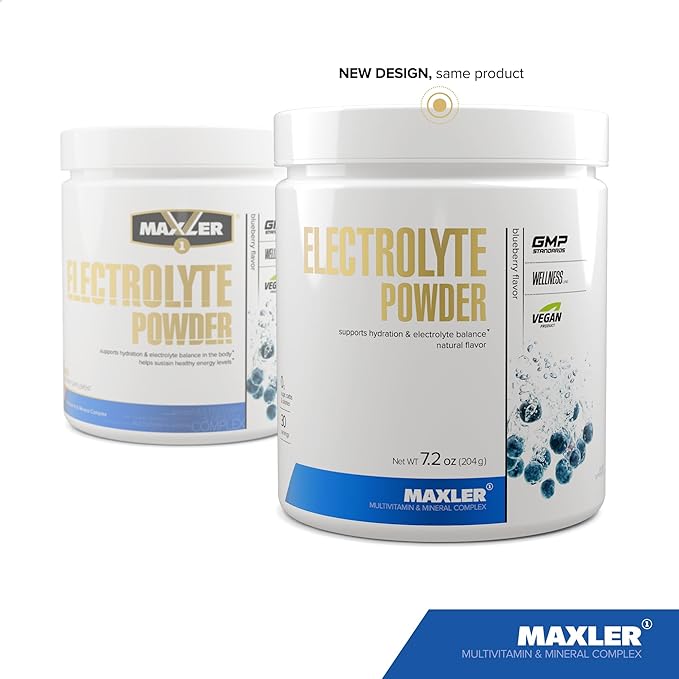 Maxler Electrolyte Powder - Hydration Powder Electrolyte Drink Mix with Trace Mineral Complex - Keto Electrolytes Powder with Natural Flavors and Sweeteners - 30 Servings - Blueberry