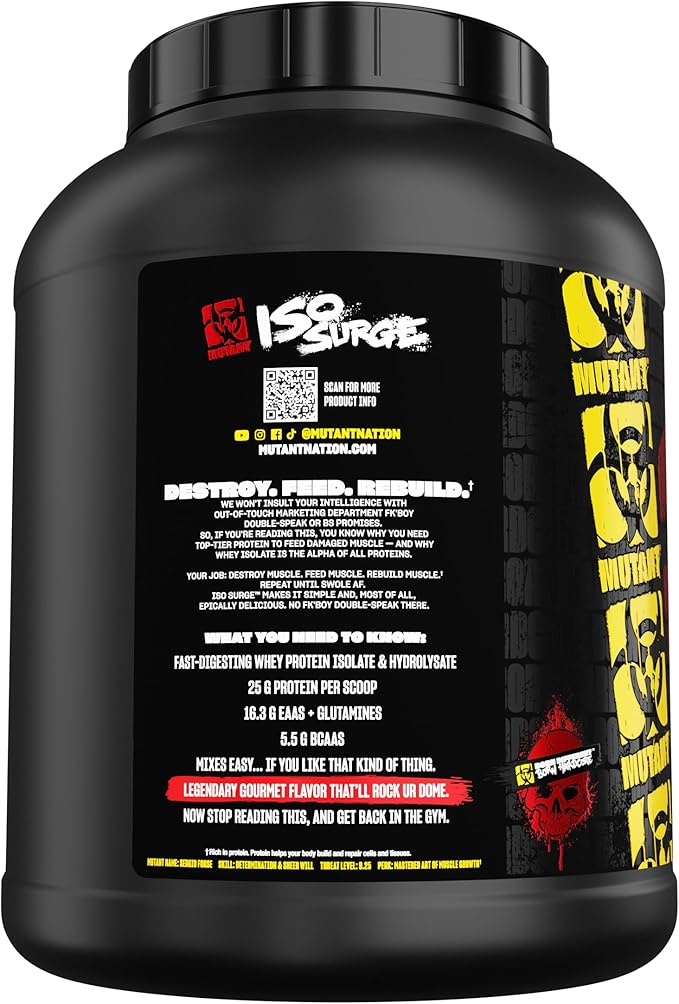 Mutant ISO Surge Whey Protein Isolate Powder Acts Fast to Help Recover, Build Muscle, Bulk and Strength, 5 lb - Strawberry Milkshake