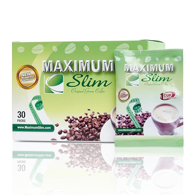 Maximum Slim Original Green Coffee –Premium 4-in-1 Formula with Natural Herbal Extracts for Energy & Vitality. Creamy & Delicious for Maximum Satisfaction. No Messy Side Effects-Made in the USA-30 Ct