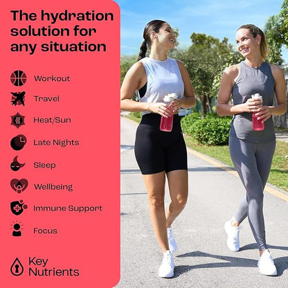 KEY NUTRIENTS Multivitamin Electrolytes Powder No Sugar - Juicy Strawberry Kiwi Electrolyte Powder - Endurance & Energy Supplement - Hydration Powder - No Calories - 90 Servings - Made in USA
