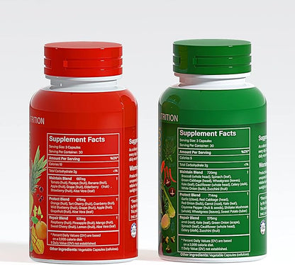 Nature Fruits and Veggies/Vitamins Supplements Dietary Nutritional Balance 90 Fruit and 90 Veggie Capsules-(Pack of 2)