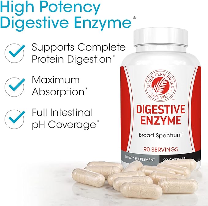 Silver Fern Brand Ultimate Digestive Enzyme Supplement - 4 Bottles - High Potency, Multi Enzyme - Digestive Comfort & Food Tolerance - Amylase, Protease, Cellulase, More