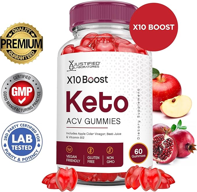 (2 Pack) X10 Boost Keto ACV Gummies Advanced Formula 1000MG X 10 Boost Keto Gummies Apple Cider Vinegar Boost Formulated with Pomegranate Beet Juice Powder B12 Vegan Non GMO 120 Gummys