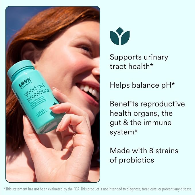 Love Wellness Good Girl Probiotics & Women's Healthy V Vitamin | Women's Vaginal Health Supplement | Vaginal Probiotics for Urinary Tract Health, pH Balance, Gut Health & Immune Support Supplement