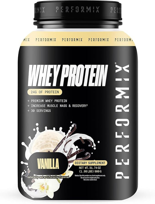 PERFORMIX - Whey Protein Isolate Blend - 24g of Protein - 5.4g of BCAAs - 110 Calories - Muscle Building & Post Workout Recovery - 100% Whey Protein Powder - 1.98 lbs - 30 Servings - Vanilla