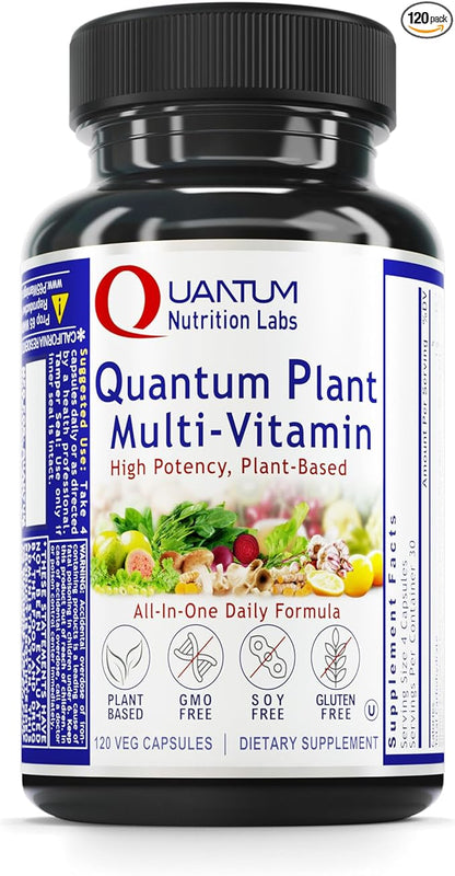 QNL Quantum Plant Multi-Vitamin - Complete Multivitamin - Immune Support for Adults - Natural Multivitamin for Men & Women - 120 Plant-Source Capsules