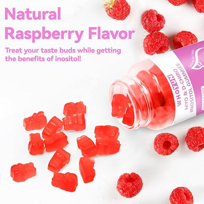 Inositol Gummies Sugar Free, Myo-Inositol & D-Chiro Inositol 40:1 Ratio Supplement for Women, Fertility, Hormone Balance, Ovarian Health, 60 Count