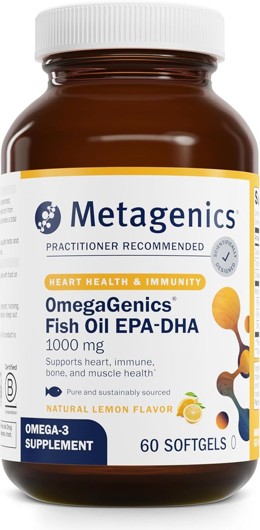 Metagenics OmegaGenics Fish Oil EPA-DHA 1000 - Omega-3 Fish Oil Supplement - for Heart Health, Musculoskeletal Health & Immune System Health* - with DHA & EPA - 120 Softgels